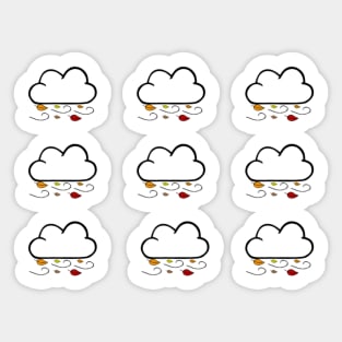 Windy Cloud Pack with Fall Colored Leaves Sticker